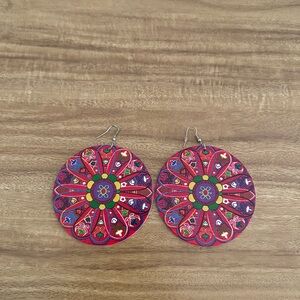 COLORFUL MANDALA DESIGN FASHION EARRINGS BOHO HIPPIE